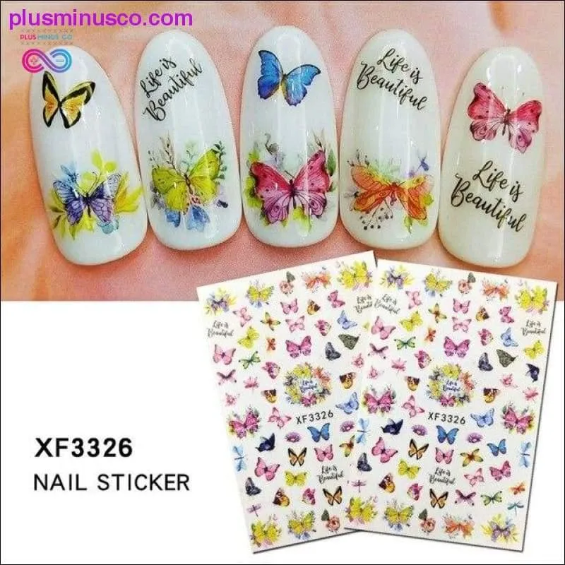 1 Pcs Beautiful Butterfly Fantasy 3D Back Glue Nail Decal