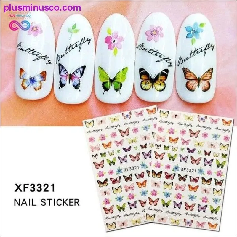 1 Pcs Beautiful Butterfly Fantasy 3D Back Glue Nail Decal