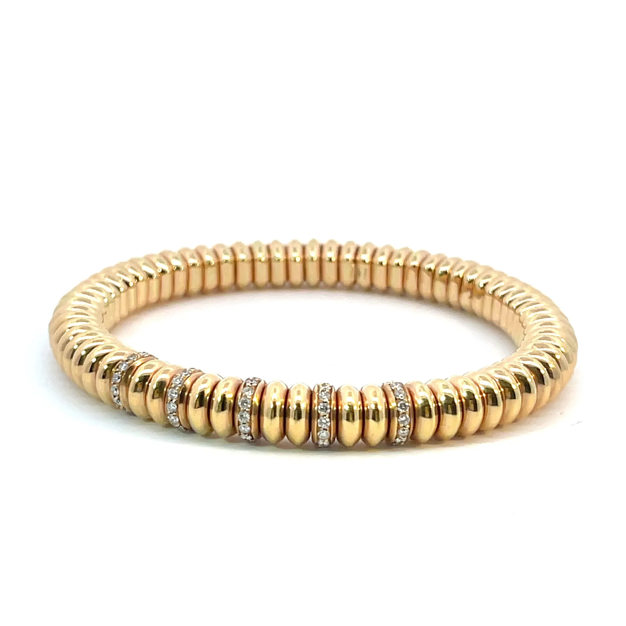 18k Ribbed gold and Diamond stretch Bracelet