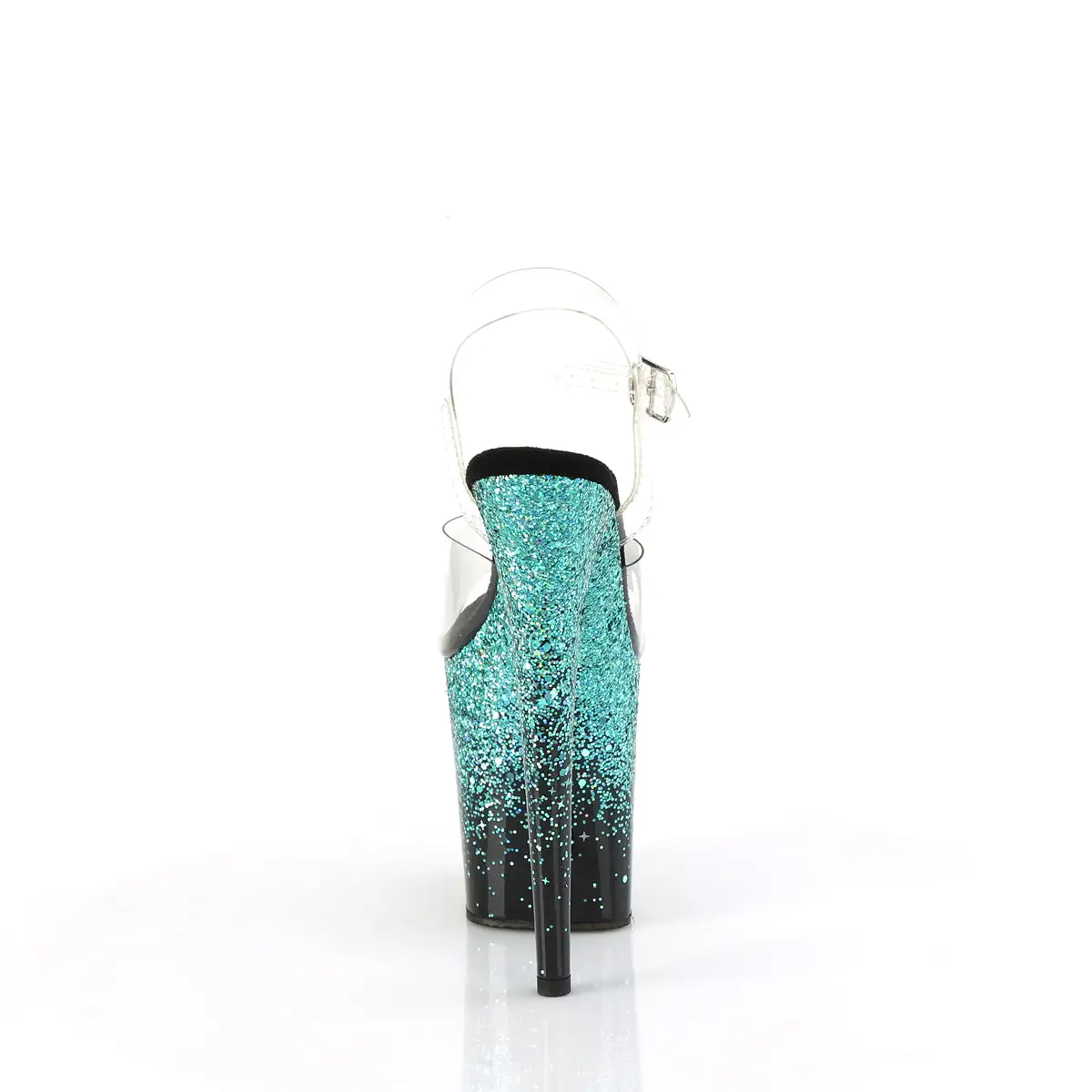 8 Inch Heel FLAMINGO-808SS Clear Turquoise Glitter