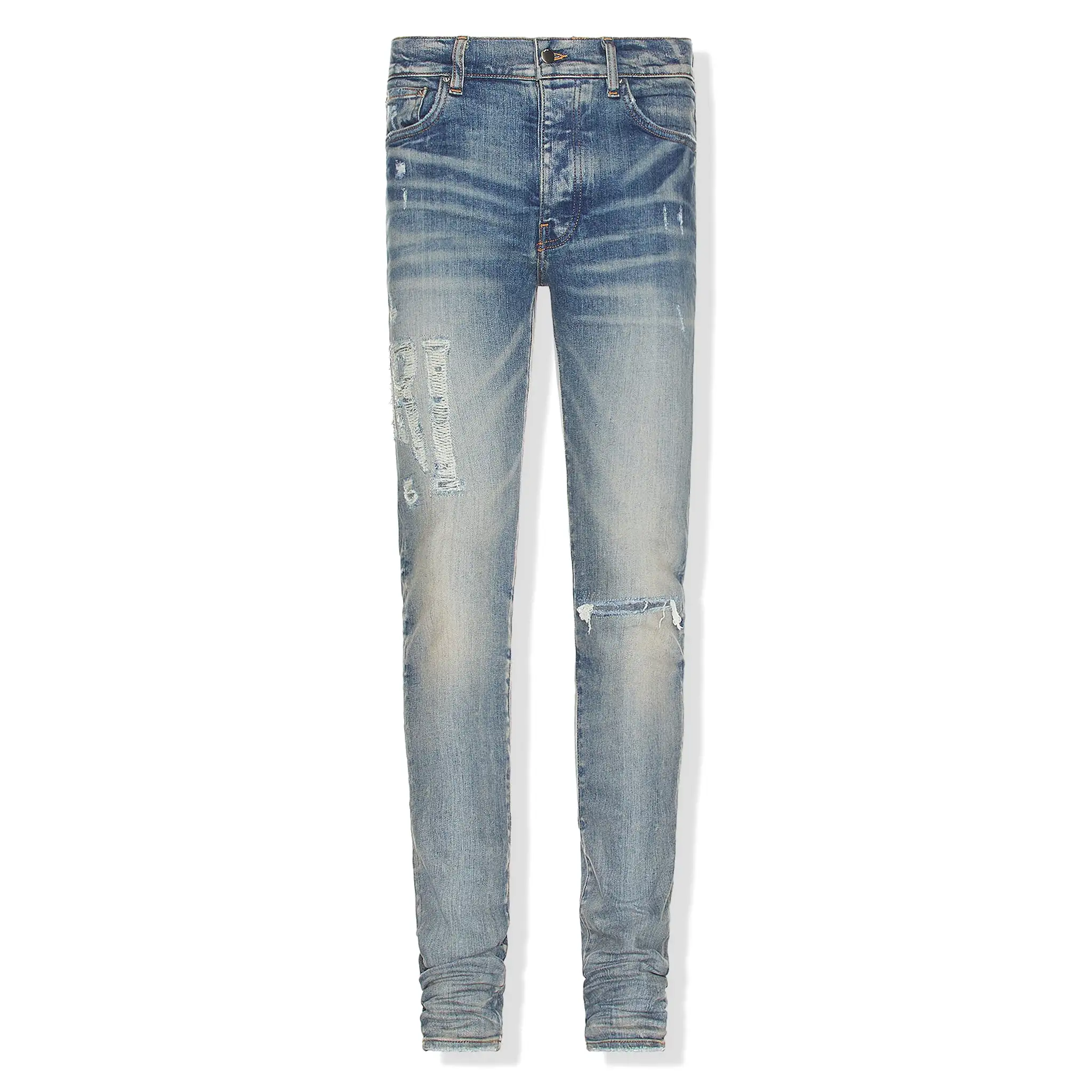 Amiri Distressed Logo Clay Indigo Jeans