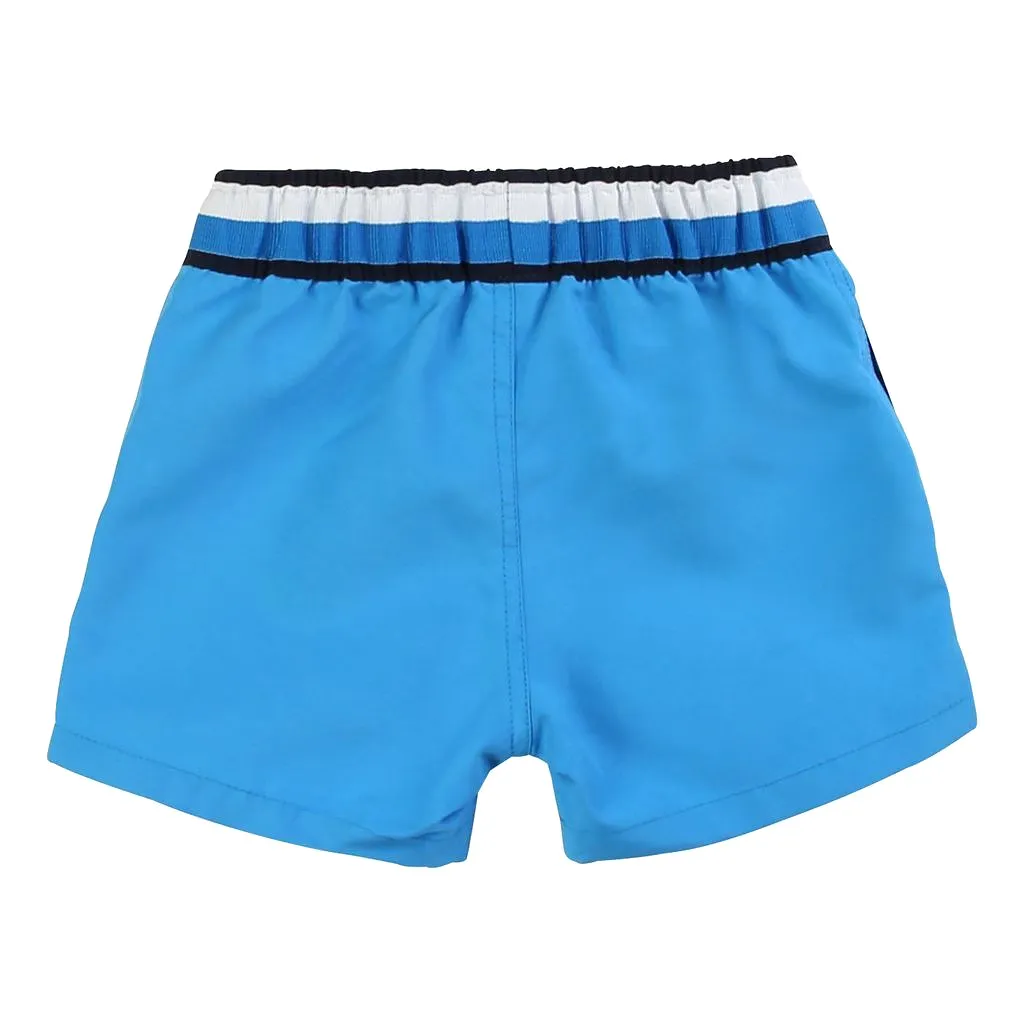 Aqua Blue Embroidered Swim Shorts