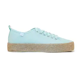 Aqua marine canvas lace-up espadrille sneakers