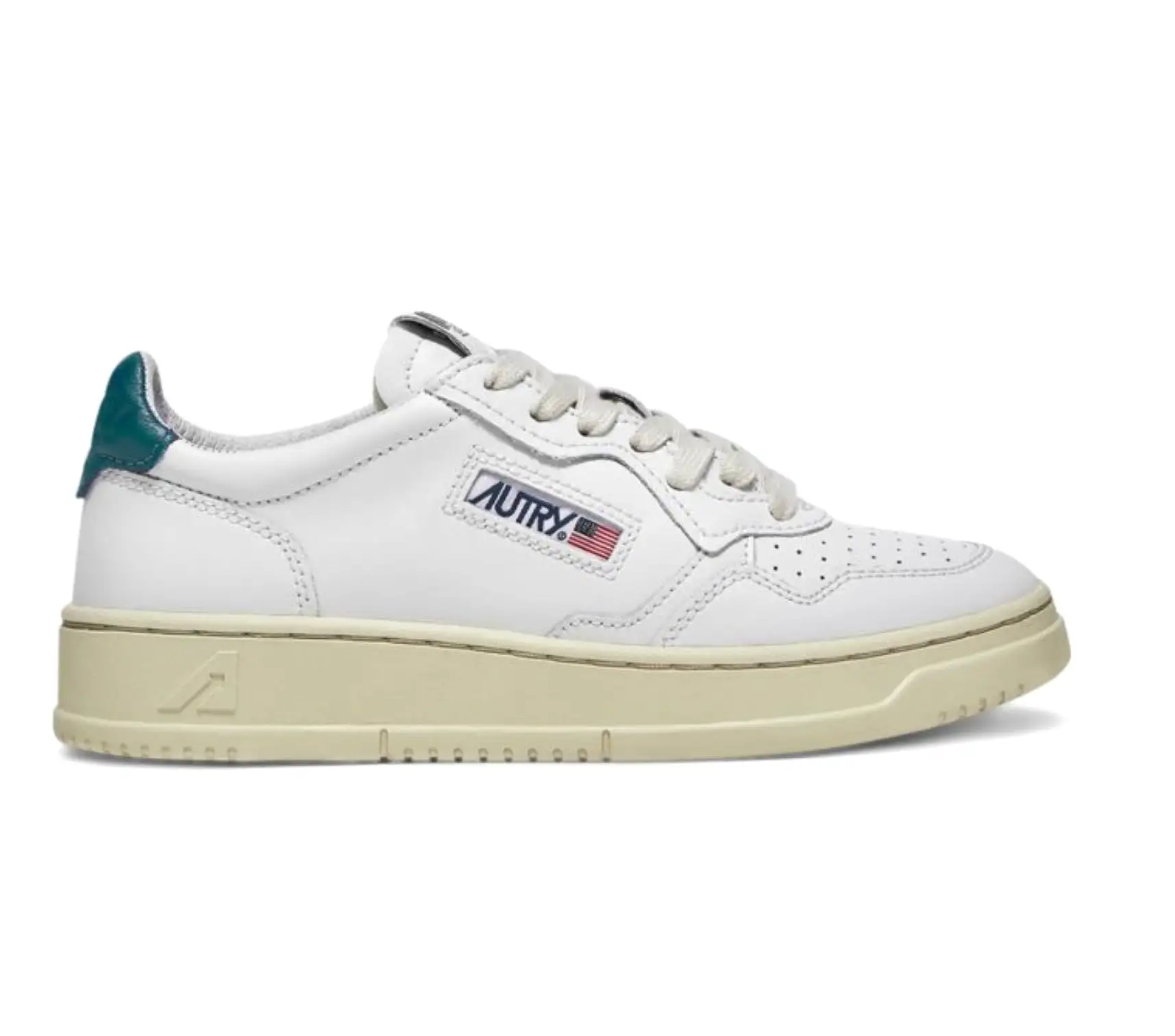 Autry Action Shoes Low Man Leather - White & Petrol