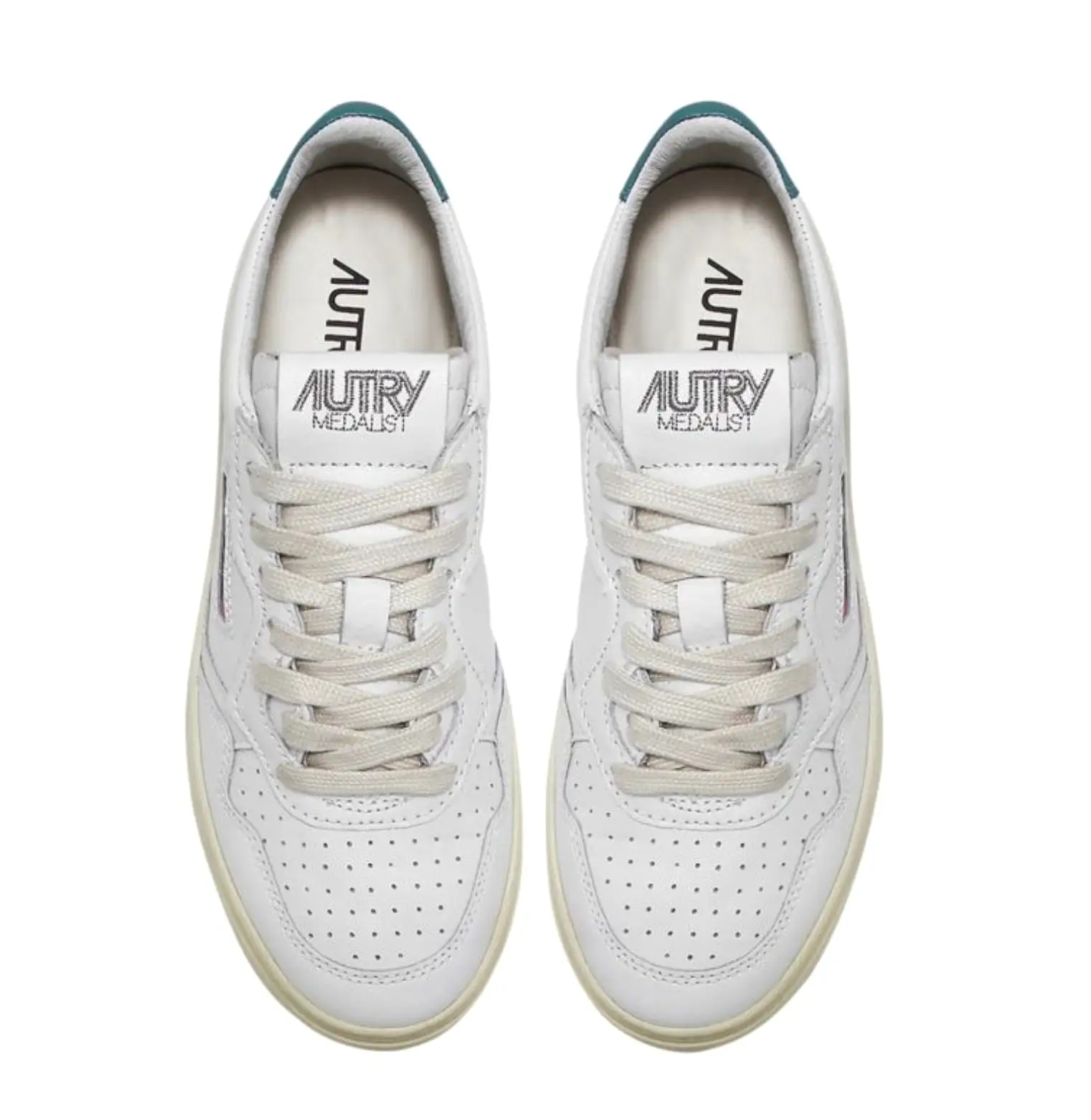 Autry Action Shoes Low Man Leather - White & Petrol