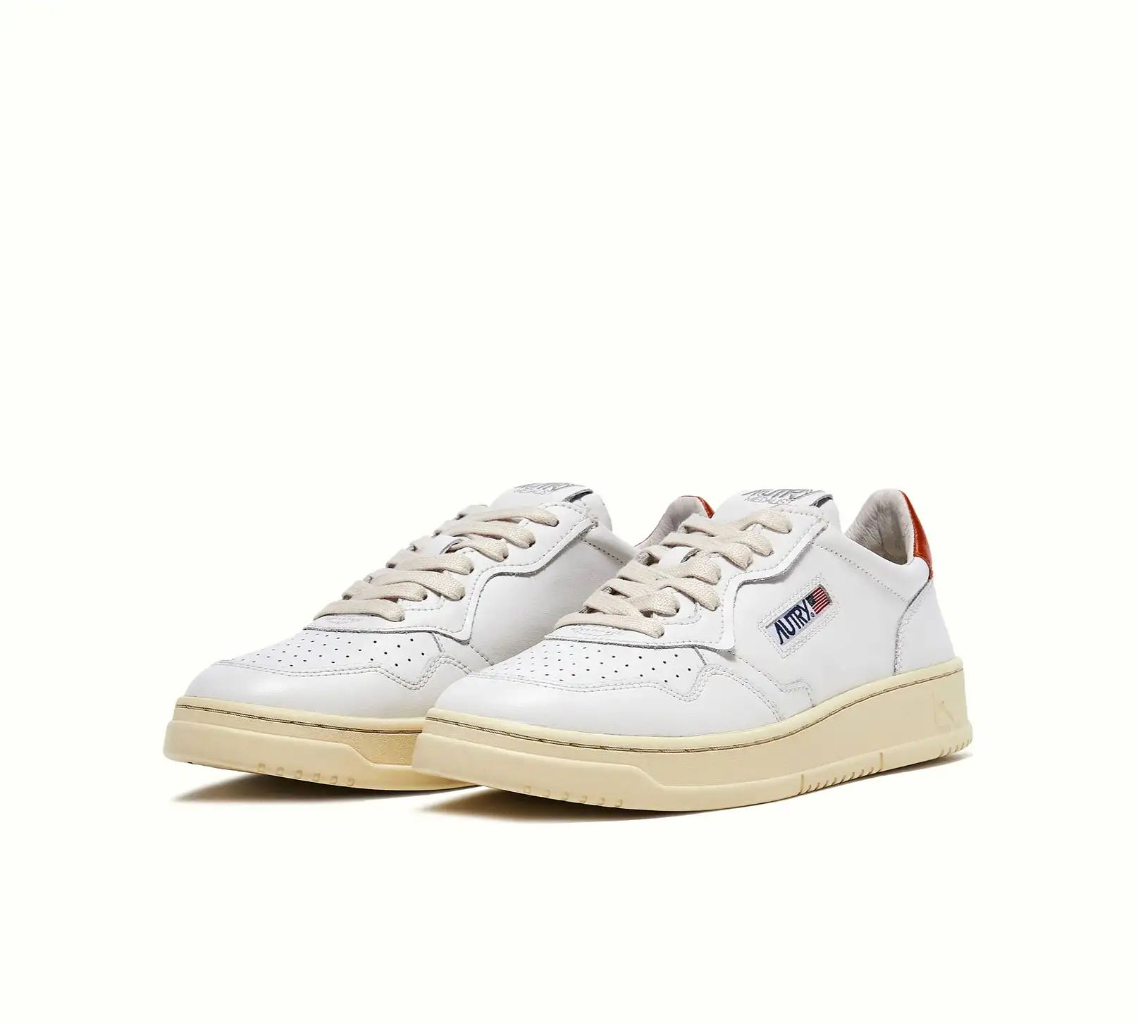 Autry Action Shoes Low Man Leather - White & Rust