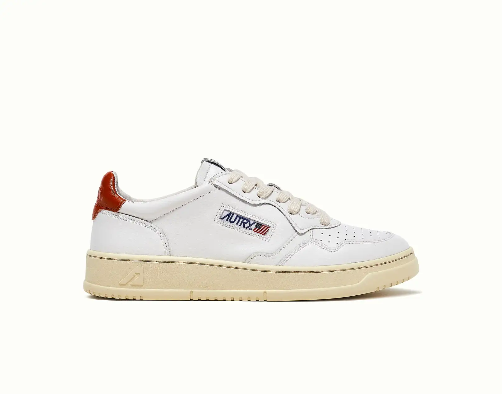 Autry Action Shoes Low Man Leather - White & Rust