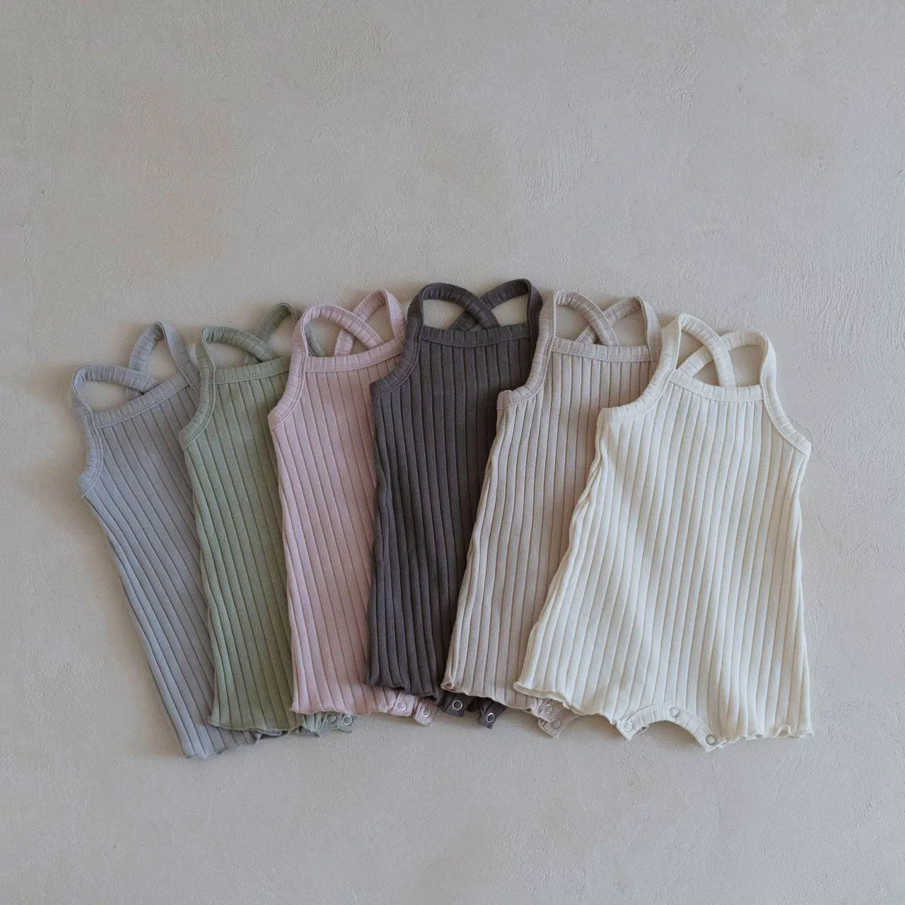 BABY COTTON RIBBED SLEEVELESS BODYSUIT (3-18- 6 COLORS