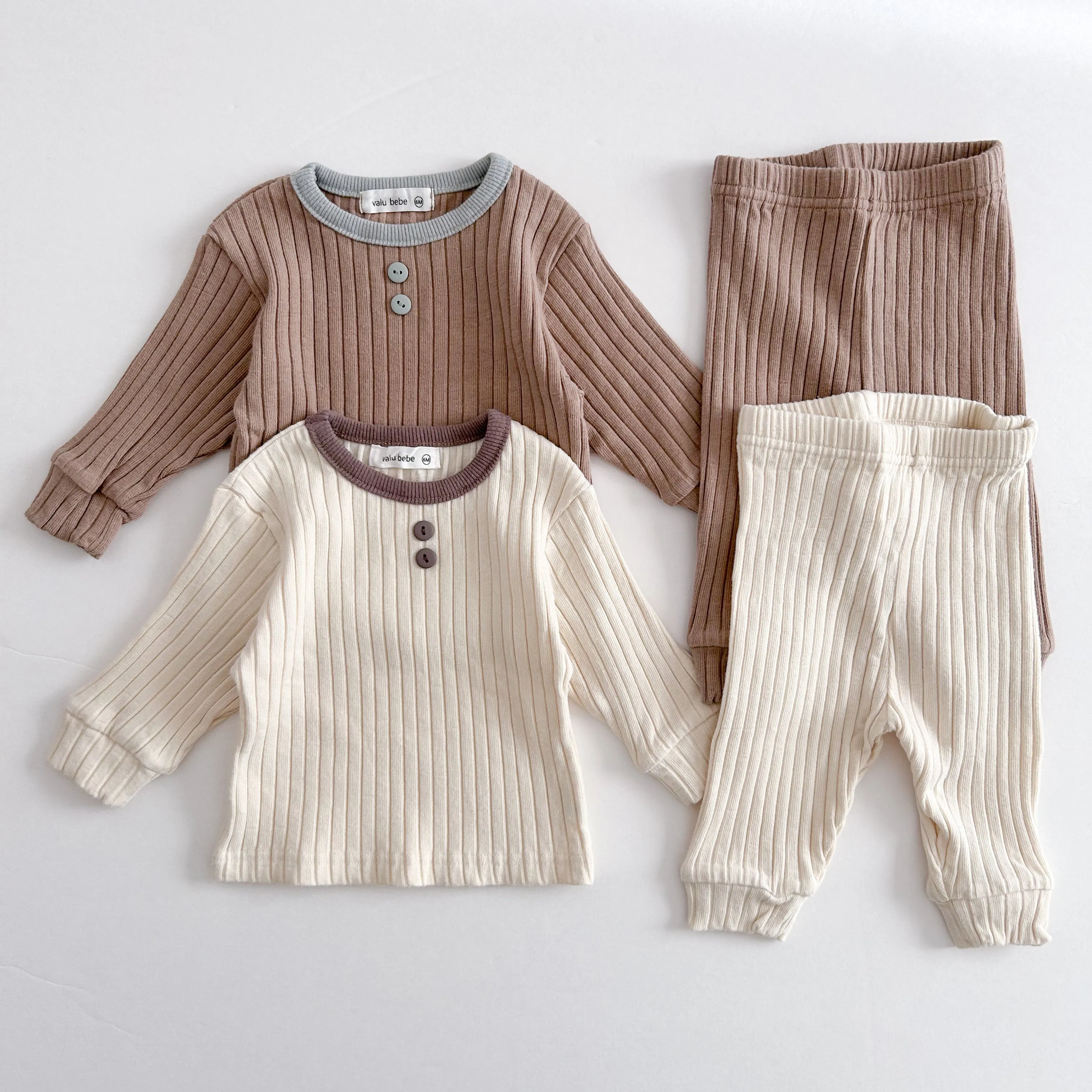 Baby Ribbed Top and Pants Set (3-18m) - 2 Colors