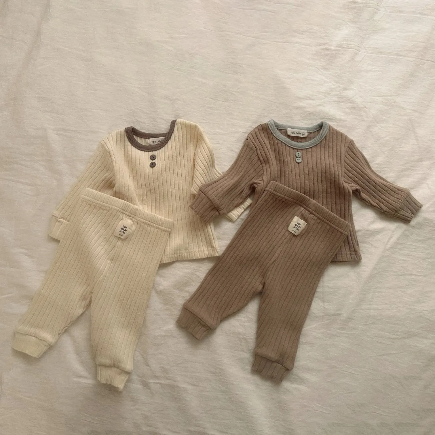 Baby Ribbed Top and Pants Set (3-18m) - 2 Colors