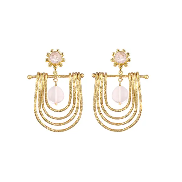 Bianc Rosetta Rose Quartz Gold Earrings