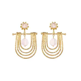 Bianc Rosetta Rose Quartz Gold Earrings