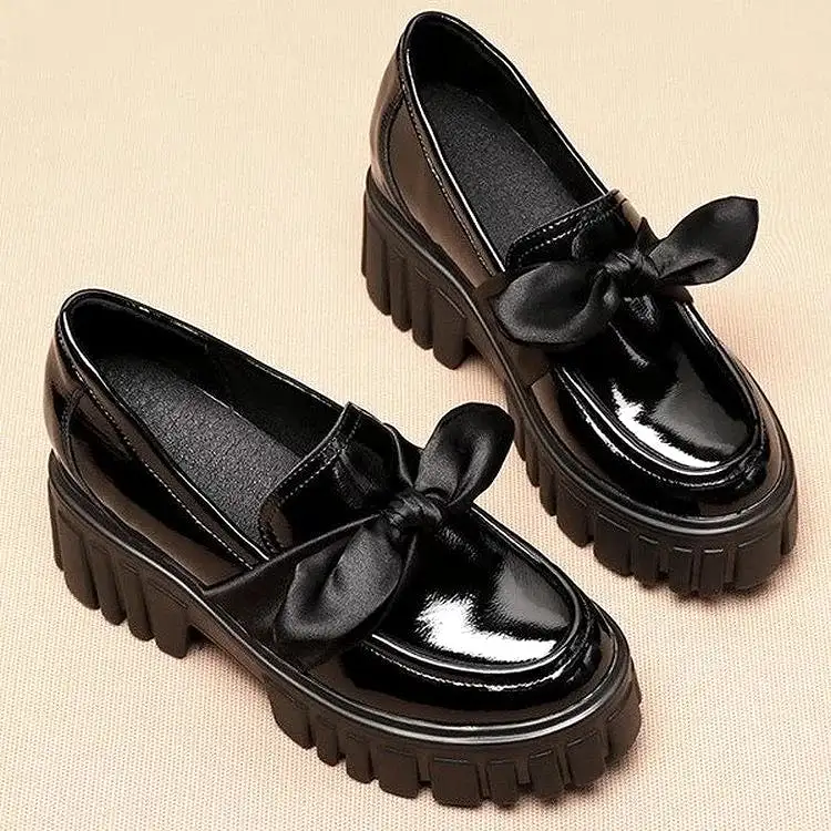 Bowknot Platform Oxford Glossy Shoes