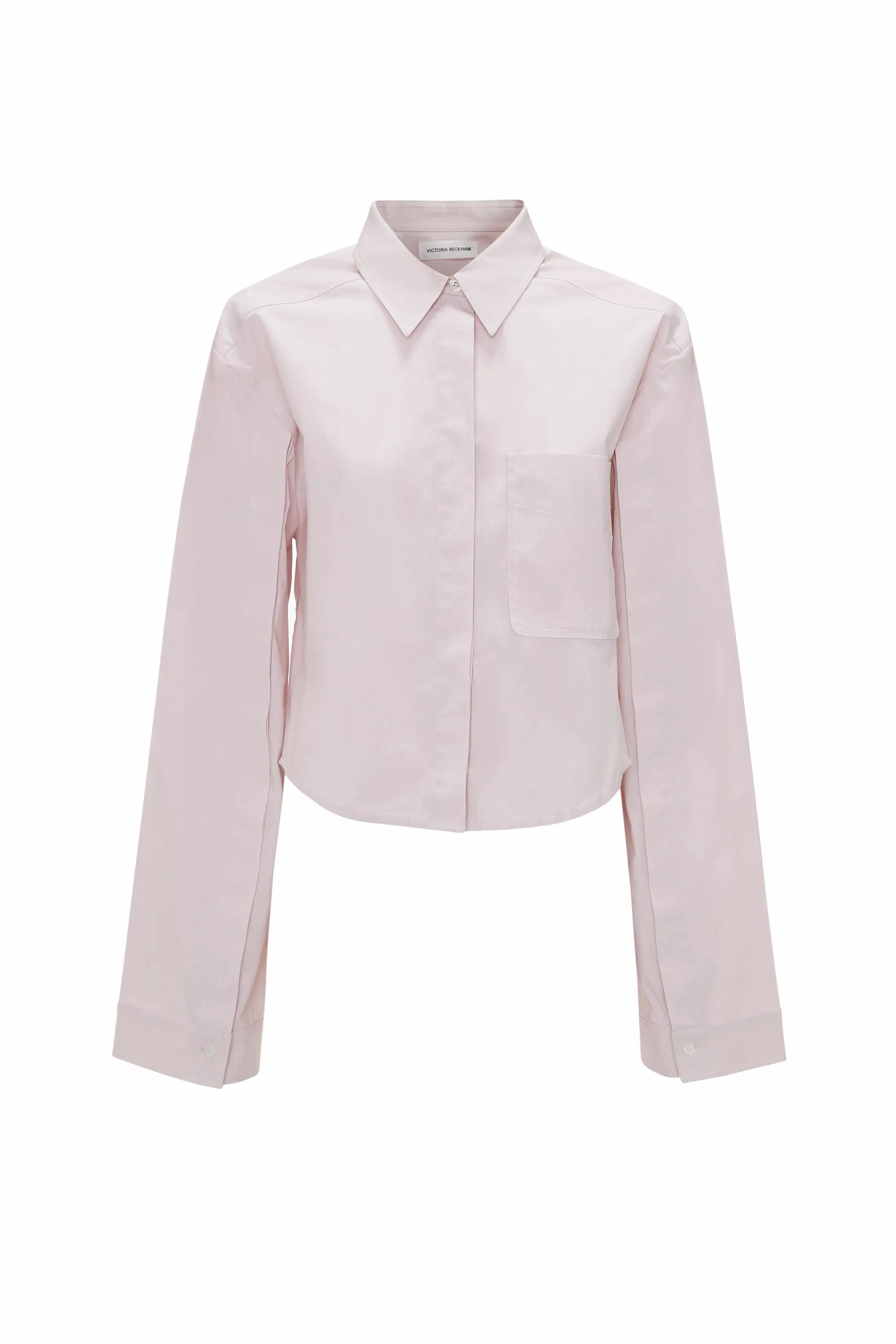 Button Detail Cropped Shirt In Rose Quartz