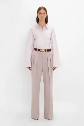 Button Detail Cropped Shirt In Rose Quartz