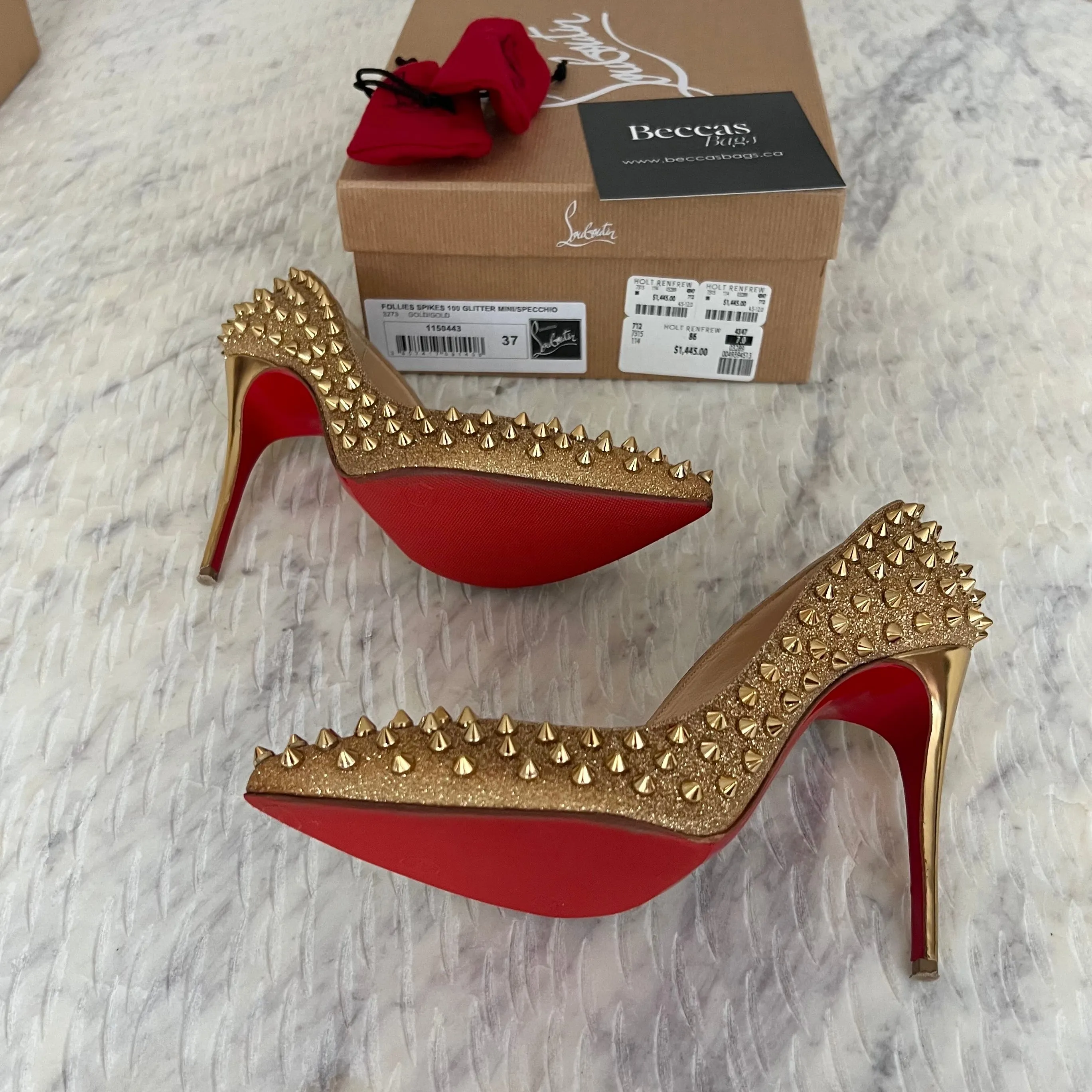 Christian Louboutin Follies Spikes 100 Heels