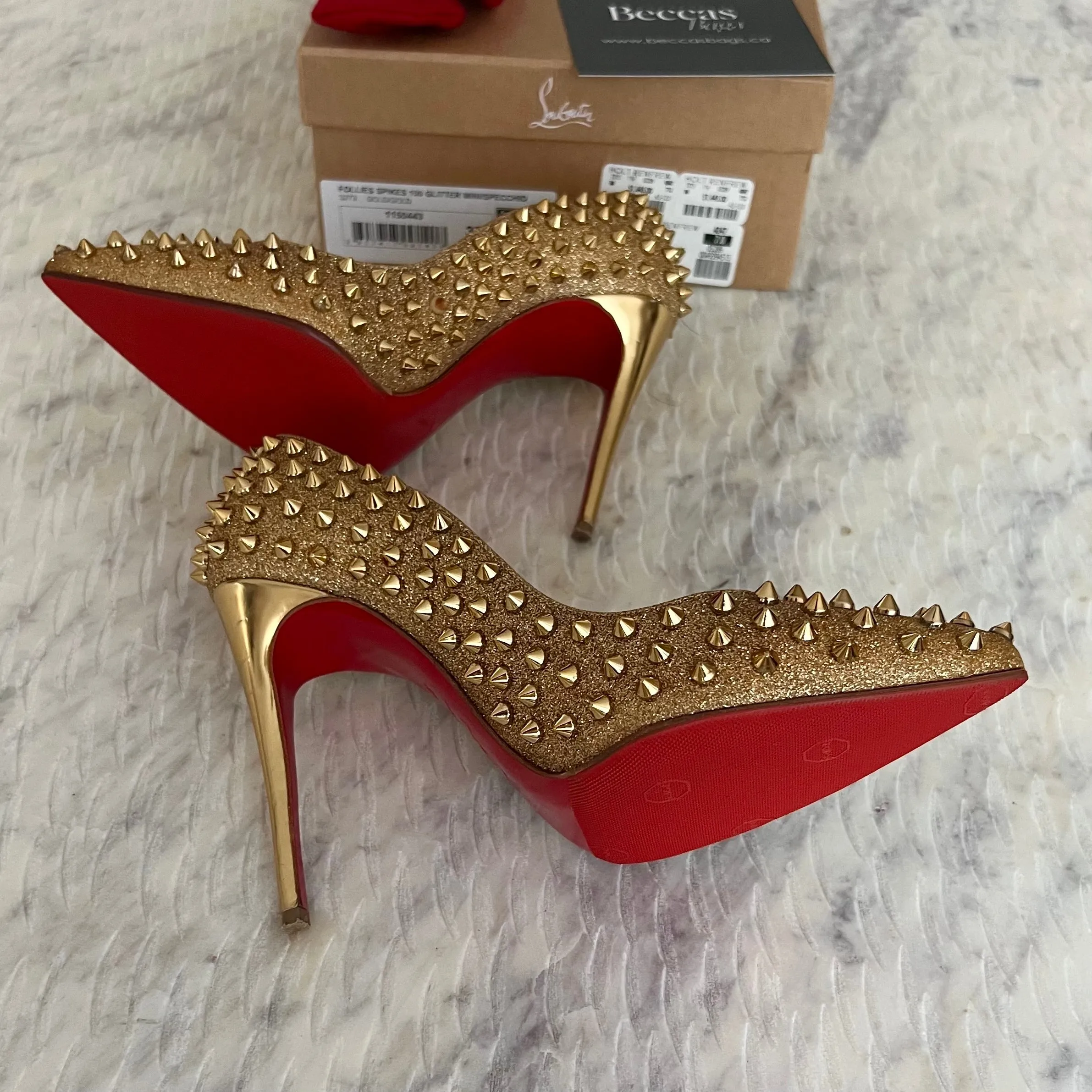 Christian Louboutin Follies Spikes 100 Heels