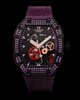 Colt M4 TW029B-D8 (Black) with Purple Swarovski (Purple Leather with Rubber Strap)