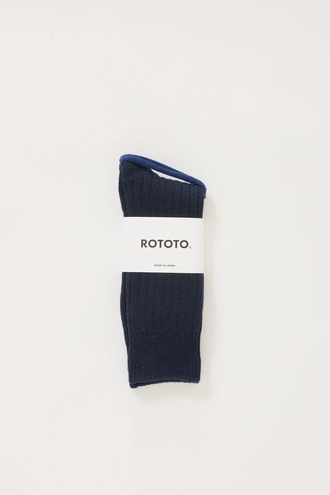 Cotton Wool Ribbed Crew Socks Navy