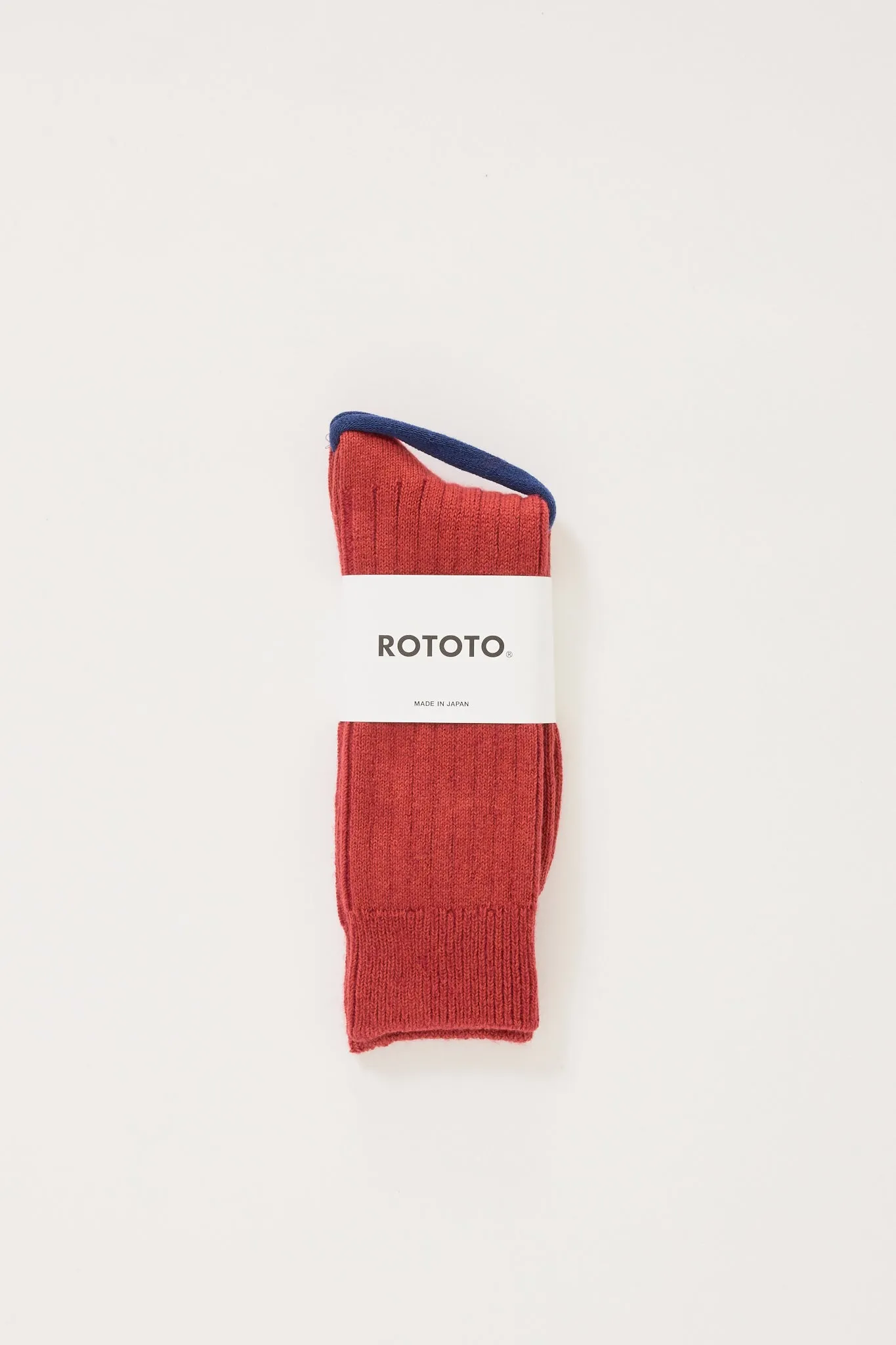 Cotton Wool Ribbed Crew Socks Red