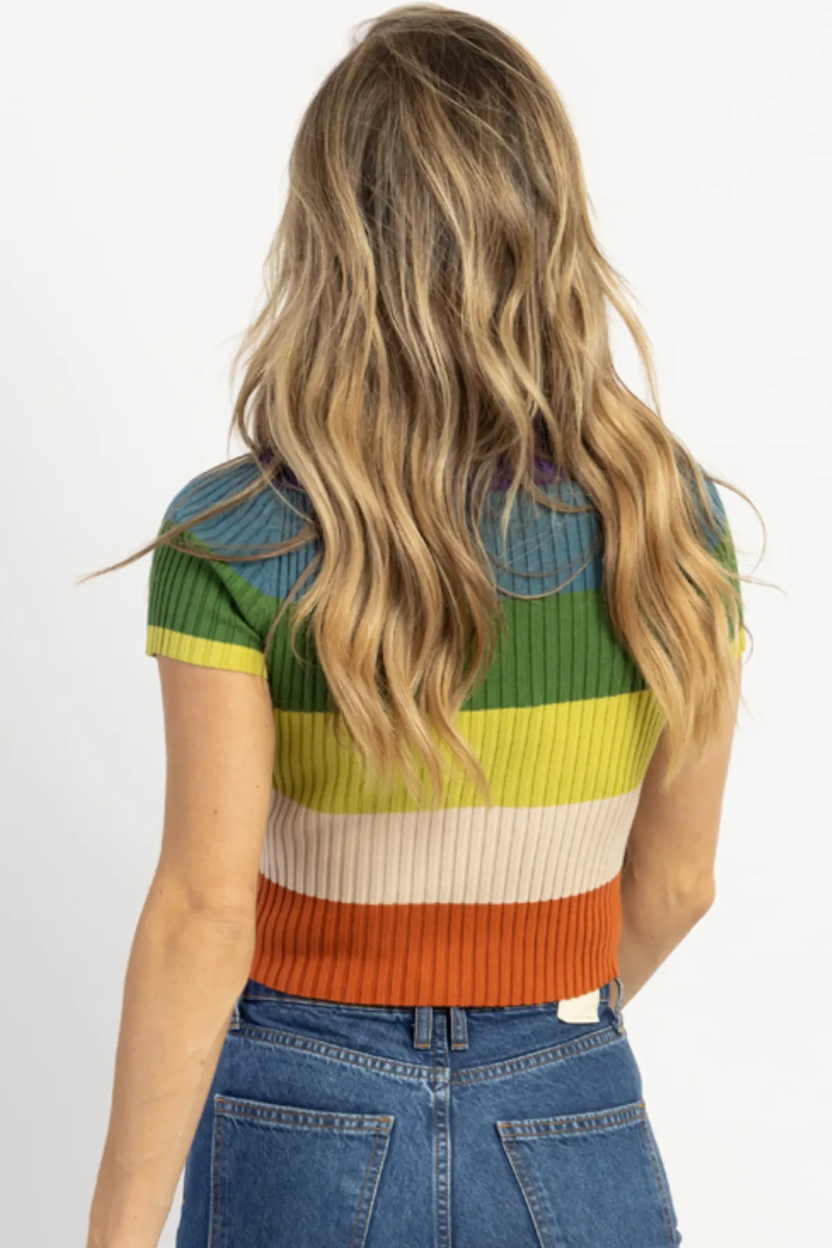 CRISSY MULTICOLOR MOCKNECK RIBBED TOP