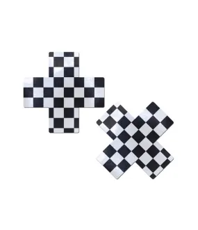 CROSS NIPPLE PASTIES - CHECKERED