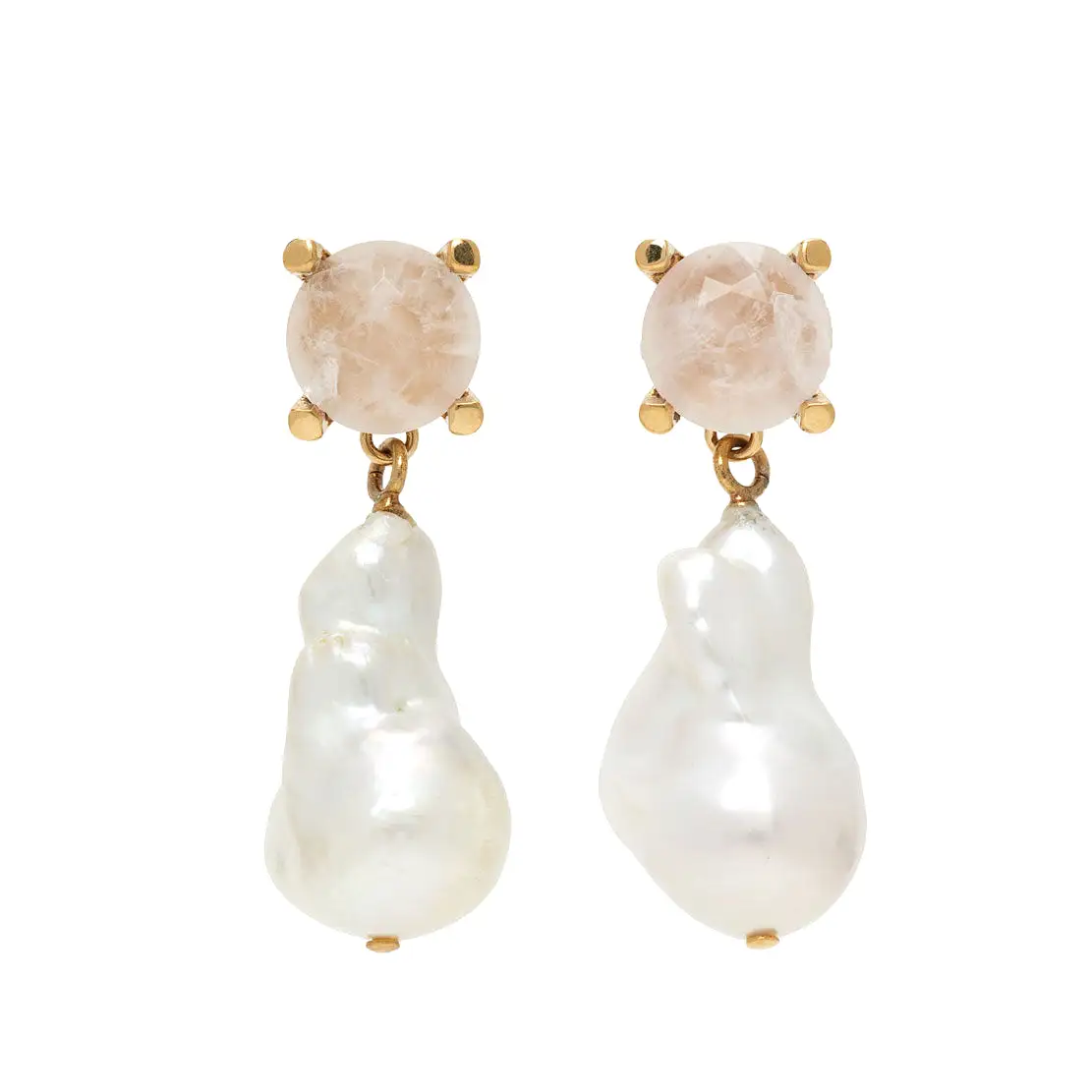 Darcey Quartz Pearl Earrings, Gold