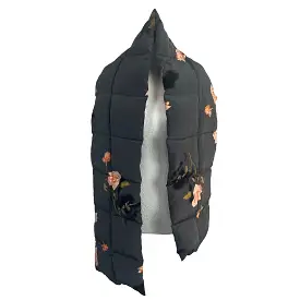 Dries Van Noten Grey Padded Silk Rose Print Scarf