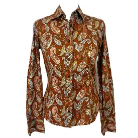 Etro Orange Paisley Print Shirt S