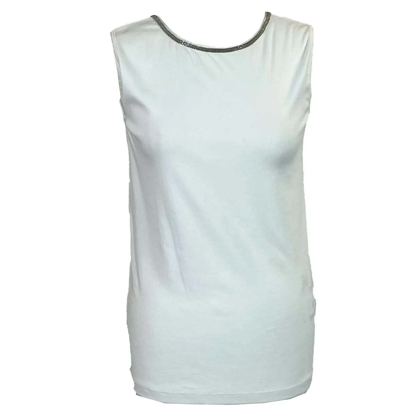 Fabiana Filippa White Cotton Bead Trim Tank Top M