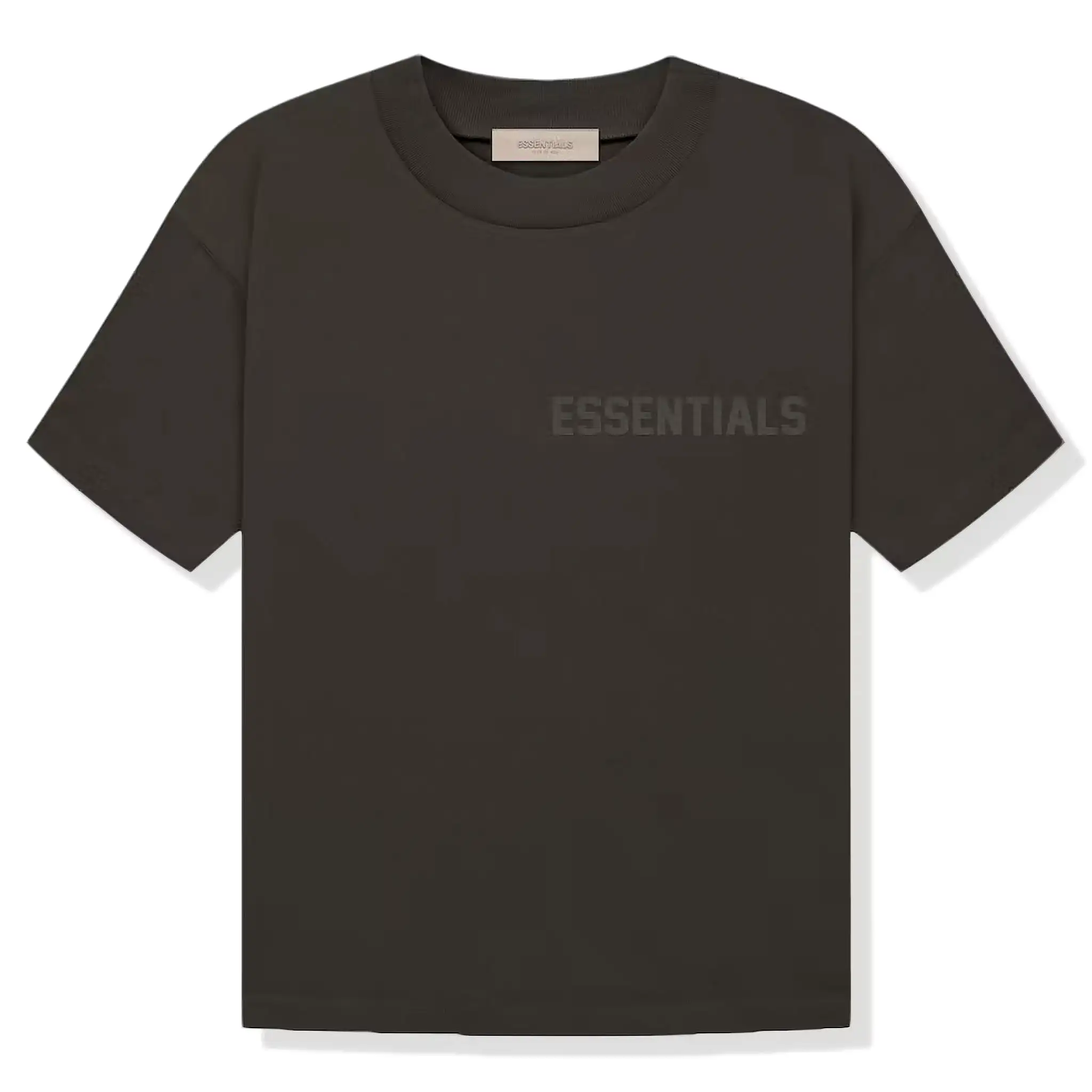 Fear Of God Essentials Logo Flocked Off Black T Shirt