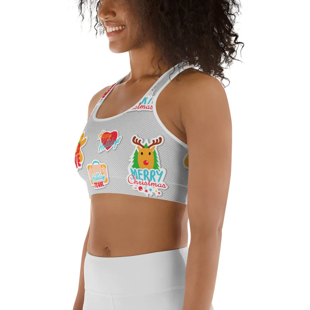 Festive Stickers Sports Bra