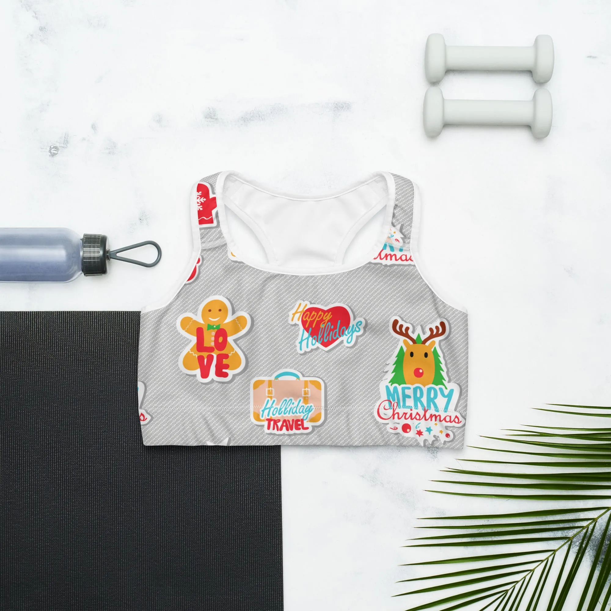 Festive Stickers Sports Bra