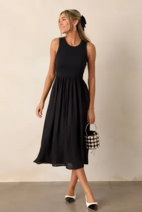 Find The Answer Black Ribbed Midi Dress