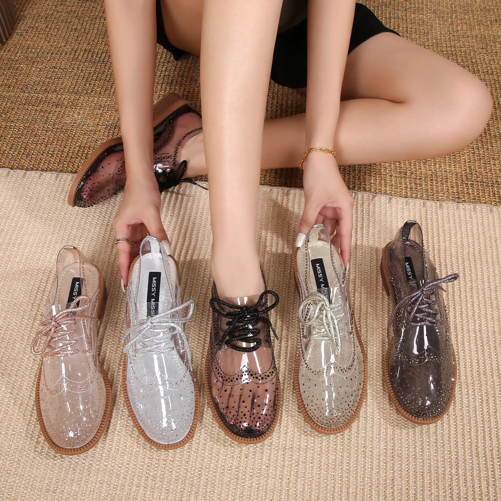 Glitter Pvc Oxford Shoes