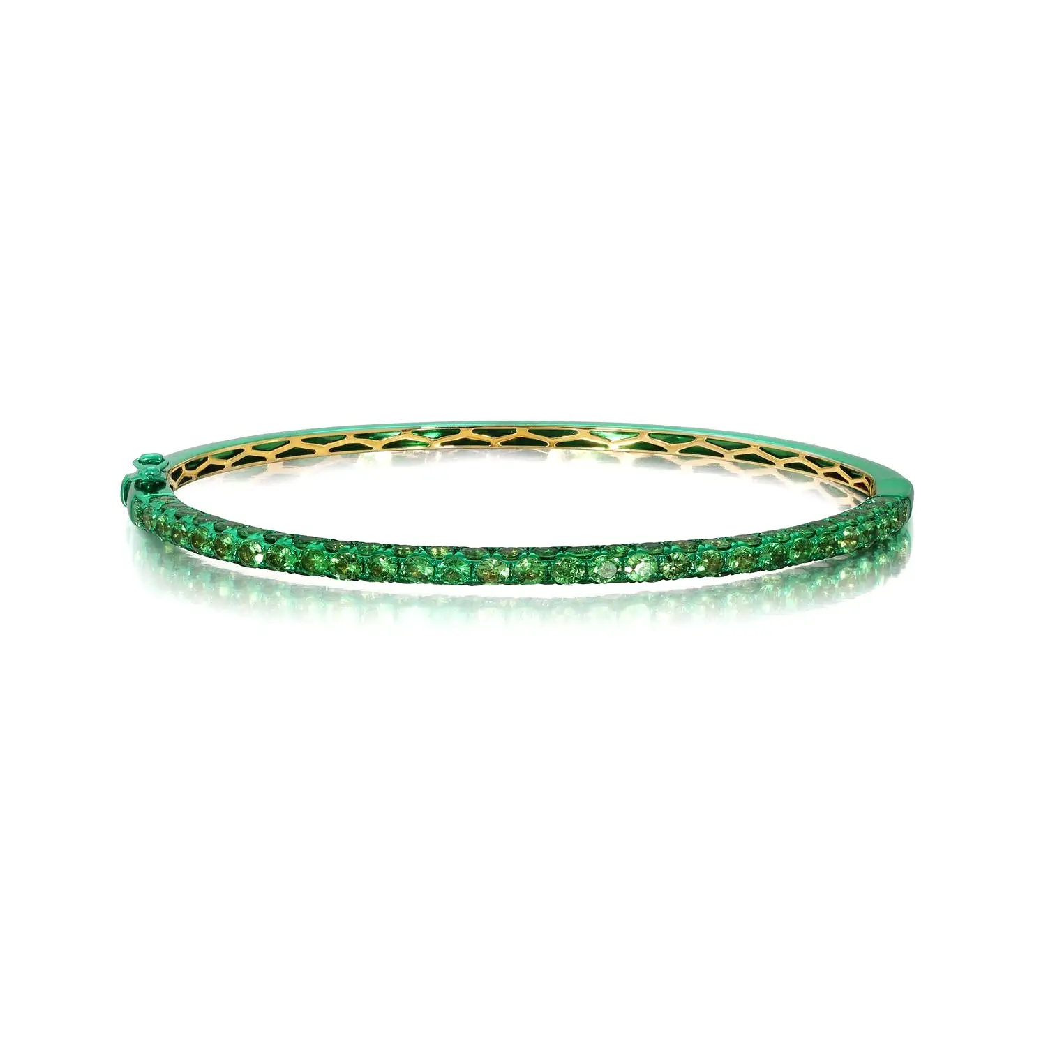 Graziela Tsavorite & Green Rhodium 3 Sided Bangle