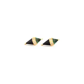 Green Quartz/Onyx & Diamond Pietra Studs