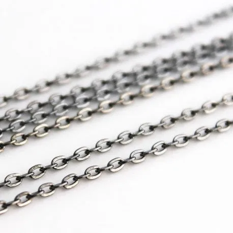 Gun Metal Cable 2x3mm Chain by Foot (3 feet minimum)