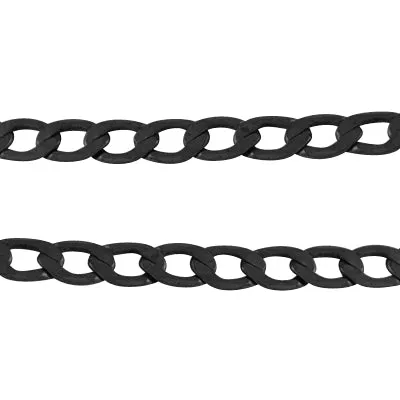 Gunmetal Hammered Flat Curb 5x6mm Chain by Foot (3 feet minimum)