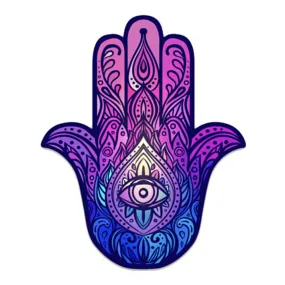 Hamsa Hand Color Sticker 4 x 3.25