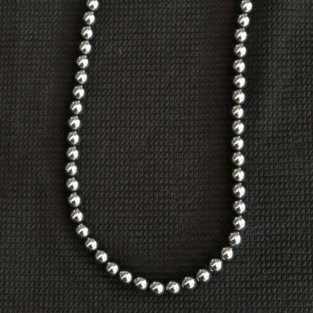 Hematite Mens Beaded Necklace