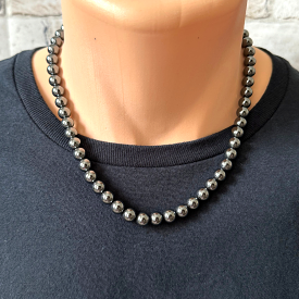 Hematite Mens Beaded Necklace