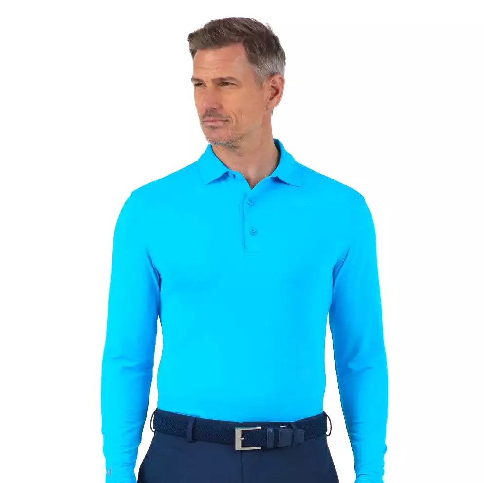 IBKUL Mens Polo Long Sleeve Turquoise