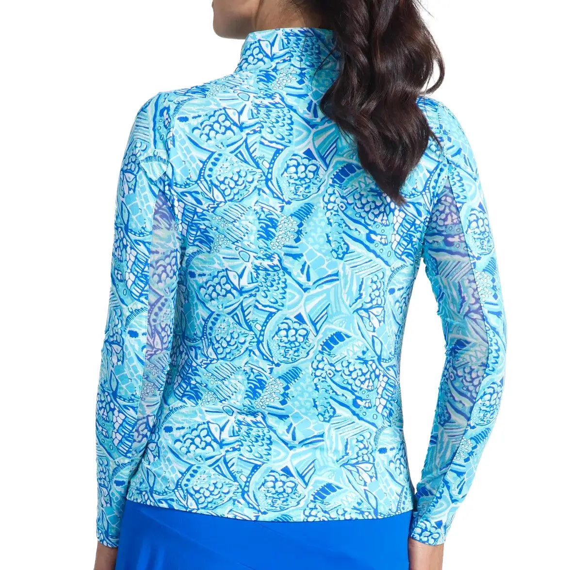 IBKUL Mock Long Sleeve Krista Blue/Turquoise