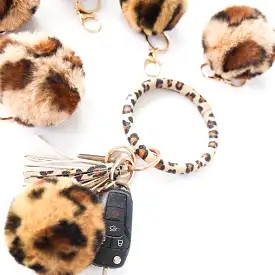 Leopard Bangle Bracelet Keyring With Tassel