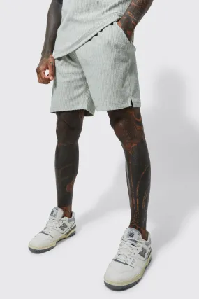 Loose Fit Ribbed Towelling Shorts | boohooMAN UK