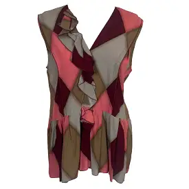 Marni Rose, Merlot & Grey Harlequin Print Sleeveless Top S