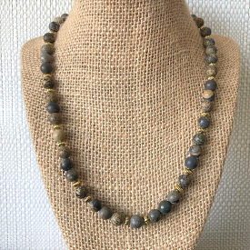 Mens Artistic Brown and Gray Matte Necklace