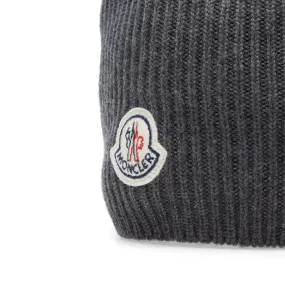 Moncler Ribbed Logo BeanieCharcoal