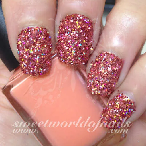 Nail Glitter Peach Sparkle Glitter Dust Powder Nail Art